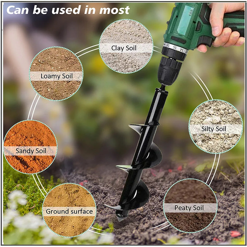 Drillforce Garden Planter Spiral Drill Bit Flower Bulb Hex Shaft Auger Yard Gardening Bedding Planting Post Hole Digger Tools