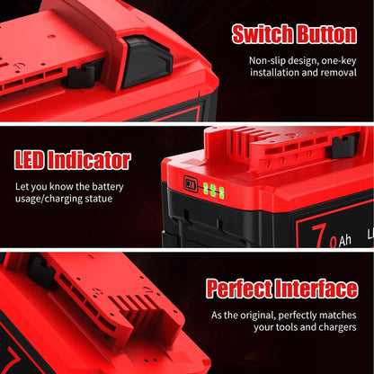 7.0Ah M18 Battery Compatible with Milwaukee 18V Battery High Output for Milwaukee M18 Battery with LED Work Flash Light 48-11-1815 48-11-1820 48-11-1860 Cordless Power Tool (With LED Work Flash Light)