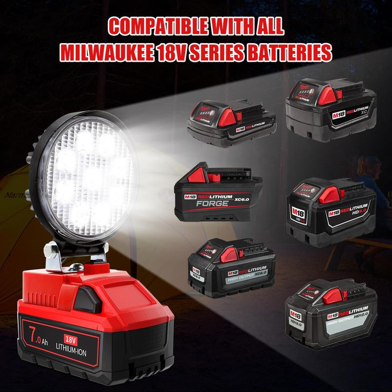 7.0Ah M18 Battery Compatible with Milwaukee 18V Battery High Output for Milwaukee M18 Battery with LED Work Flash Light 48-11-1815 48-11-1820 48-11-1860 Cordless Power Tool (With LED Work Flash Light)